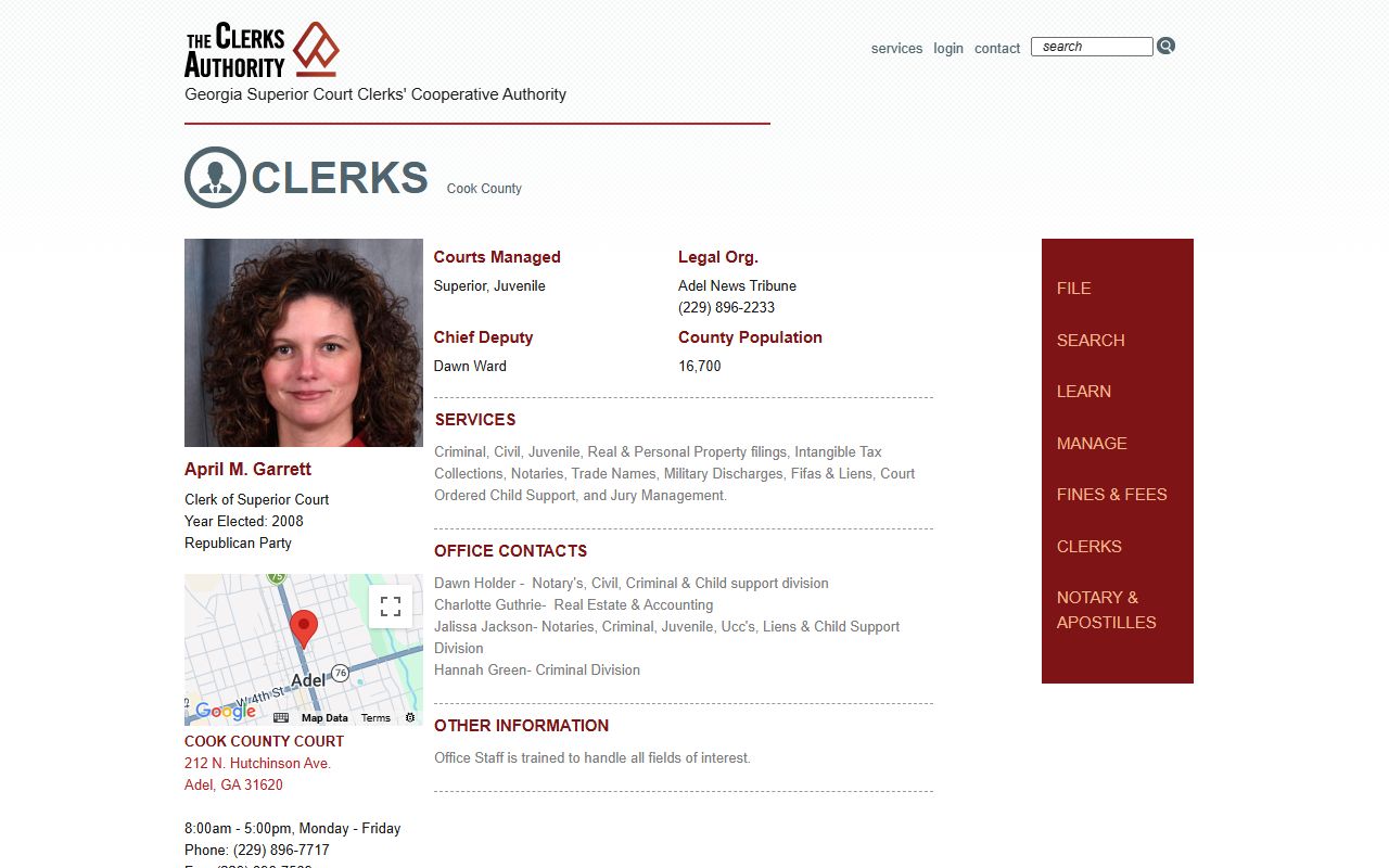 Cook County Clerk of Superior Court GSCCCA profile