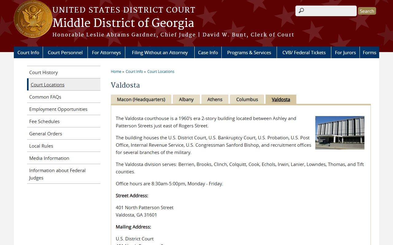 Cook County court dockets Middle District of Georgia Valdosta Division