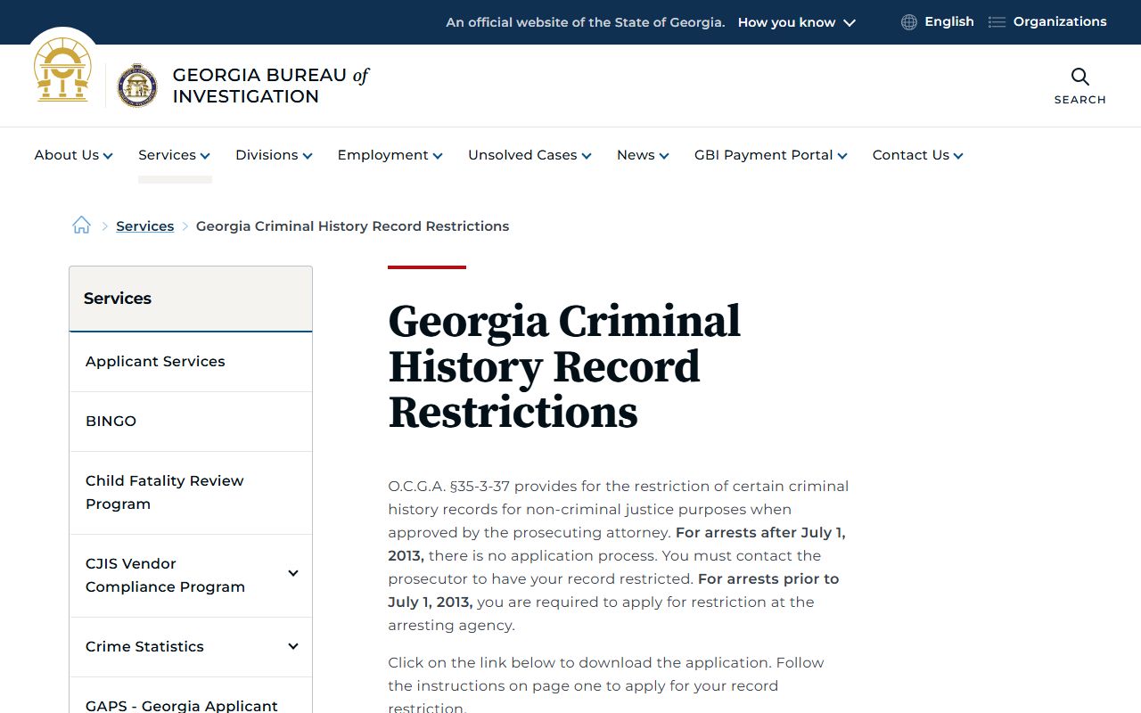 Cook County criminal court records GBI record restriction guidance