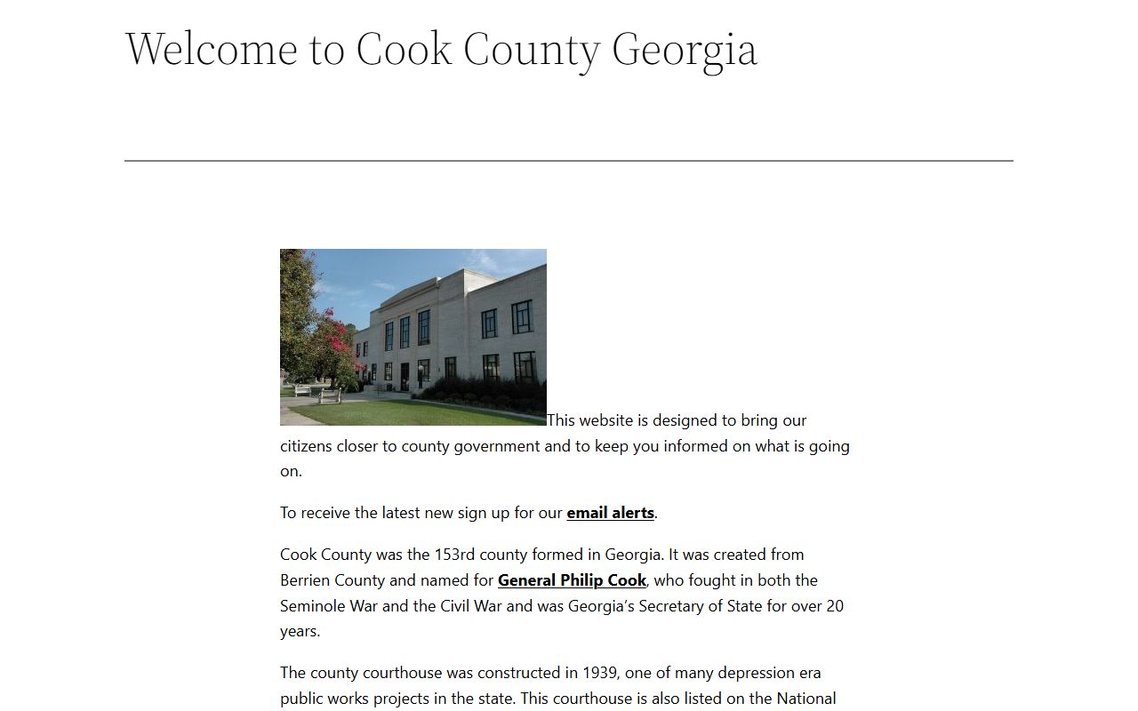 Cook County court records Georgia official county overview