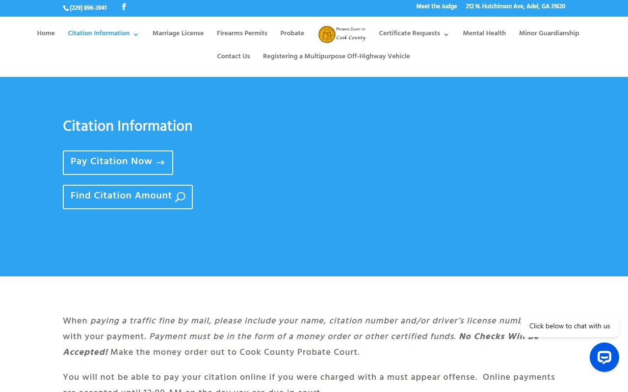 Cook County traffic court records Probate Court citation information